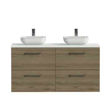 Tiger badkamermeubel Studio 120cm chalet eik/witte waskom met ronde greep
