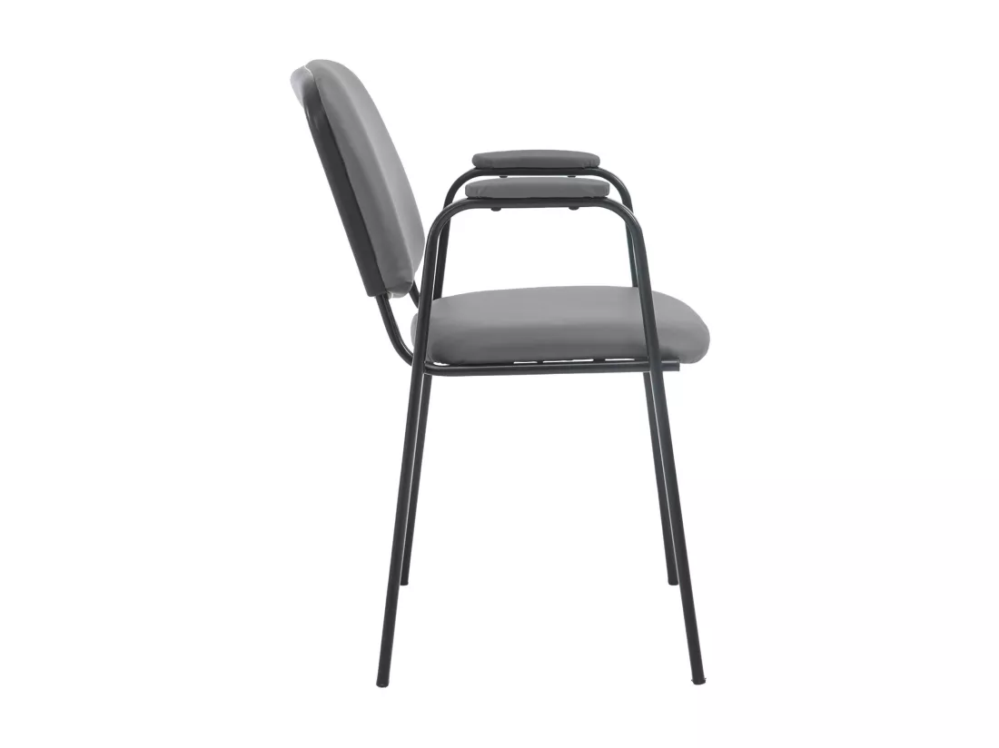 Chaise de conférence - Similicuir & Métal noir mat - Gris - Ken Pro