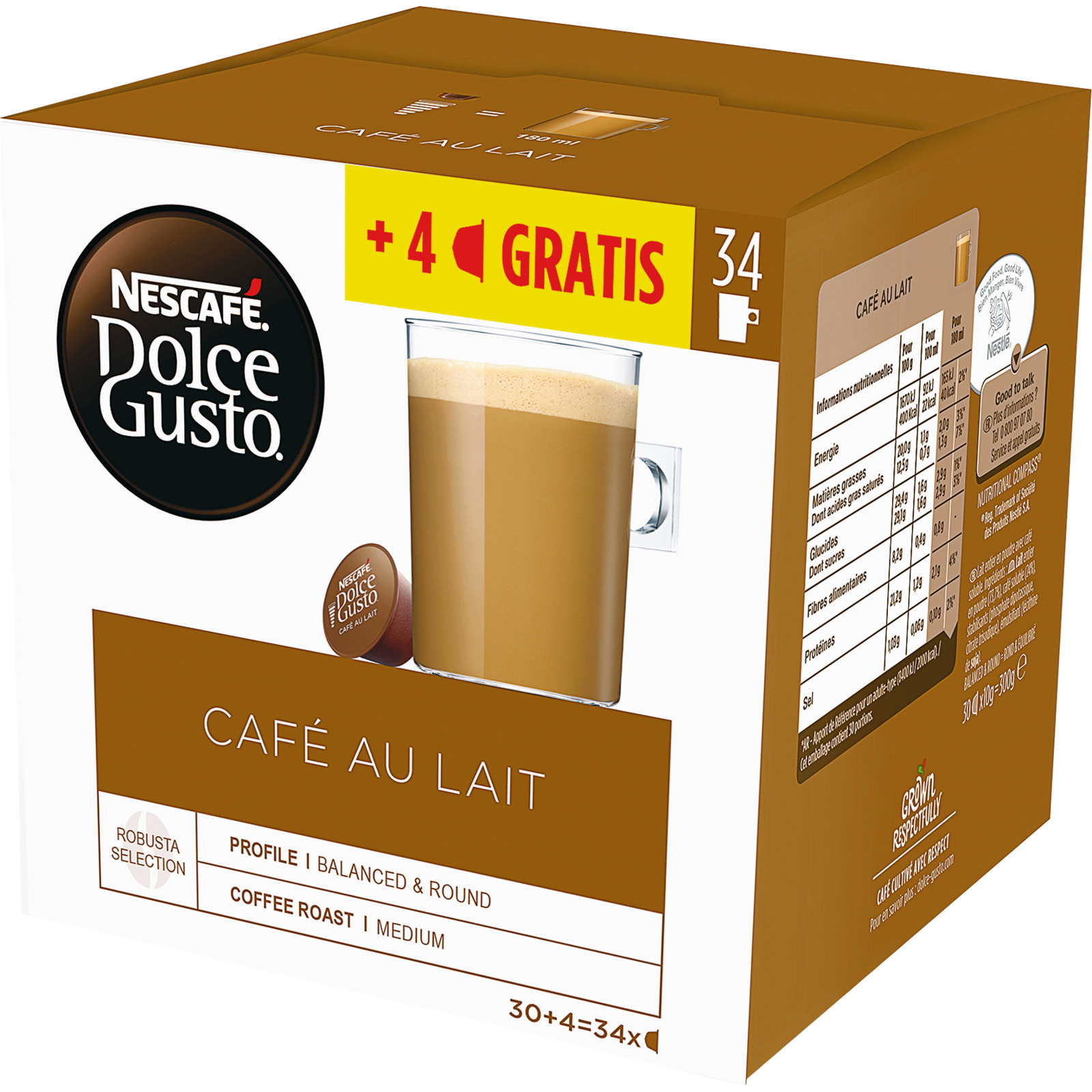 Nescafe Dolce Gusto Cafe au lait 30+4 Ka