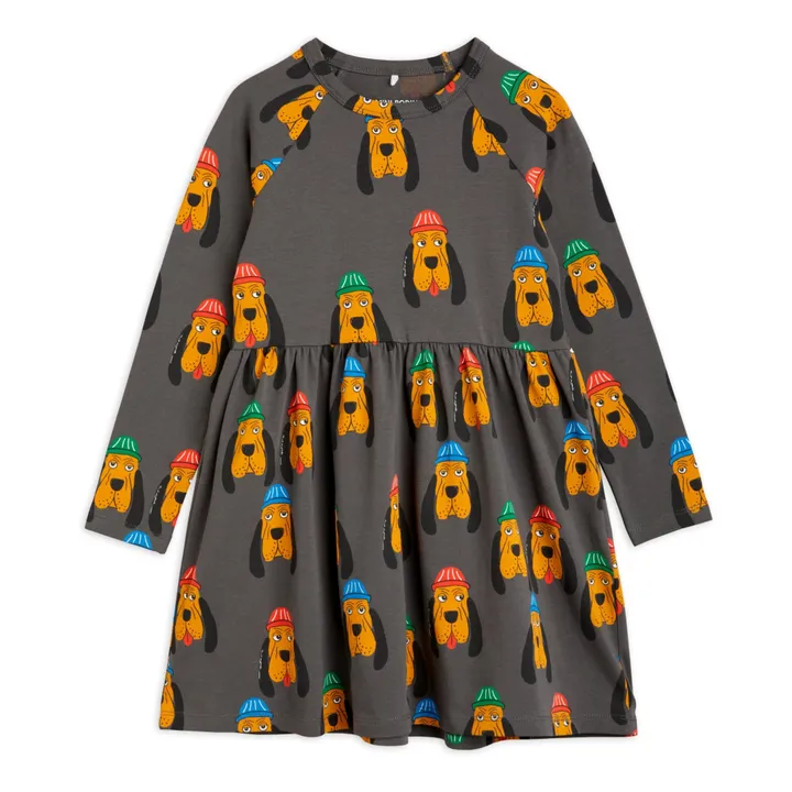 Mini Rodini Robe Coton Bio Chien | Gris anthracite