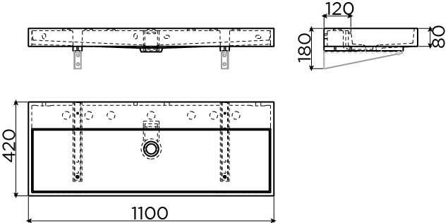 Clou Wash Me wastafel solid surface 110cm wit mat