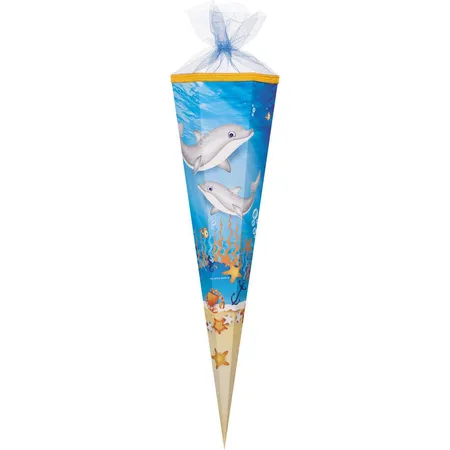 Nestler Schultüte Delfinparadies mit Tüll, 6-eckig, 85cm