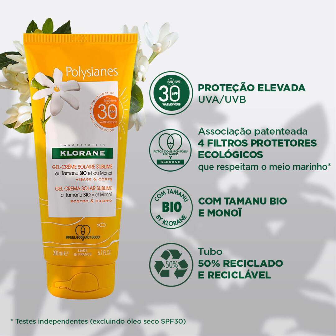 KLORANE  Protetor Solar Gel-Creme Sublimador FPS30 - 200ml