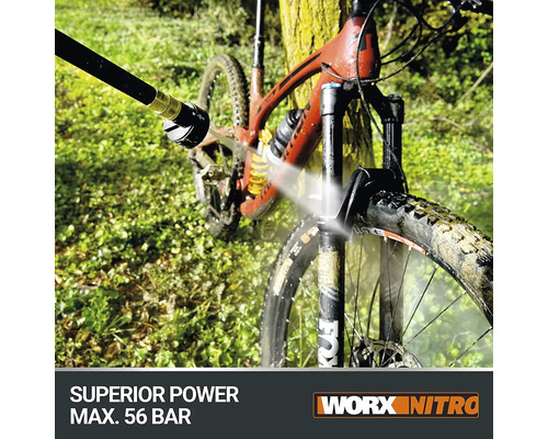 WORX Nitro 20V Hydroshot 56 bar WG633E.9 snoerloze hogedrukreiniger, borstelloze motor + GRATIS bonusartikel: 20V accu WA3644 (4.0Ah)