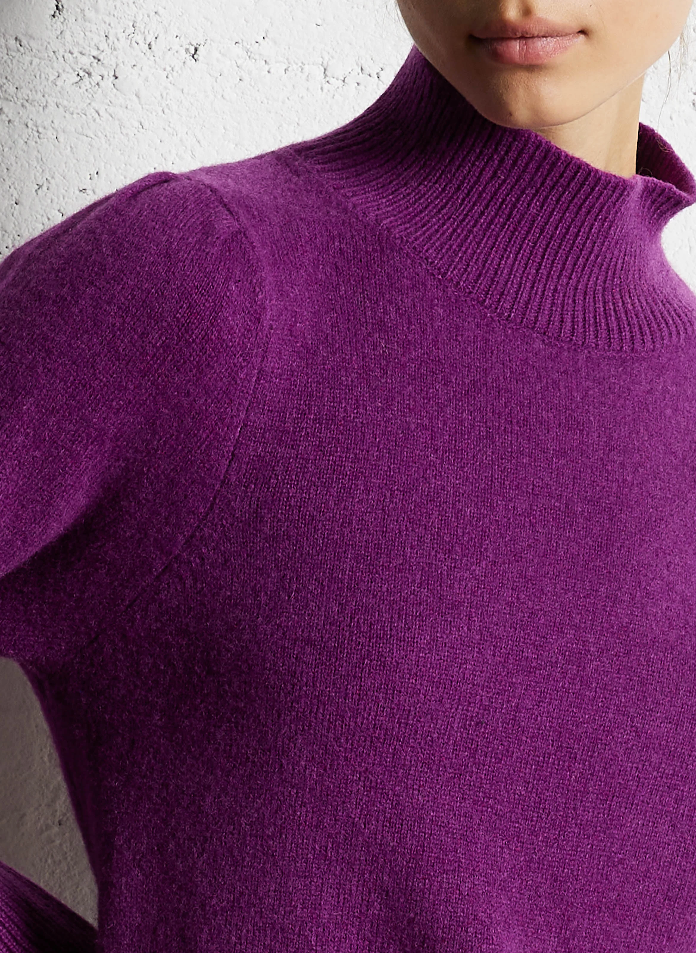 MATHIS - Pull droit col montant en laine et cachemire | Violet