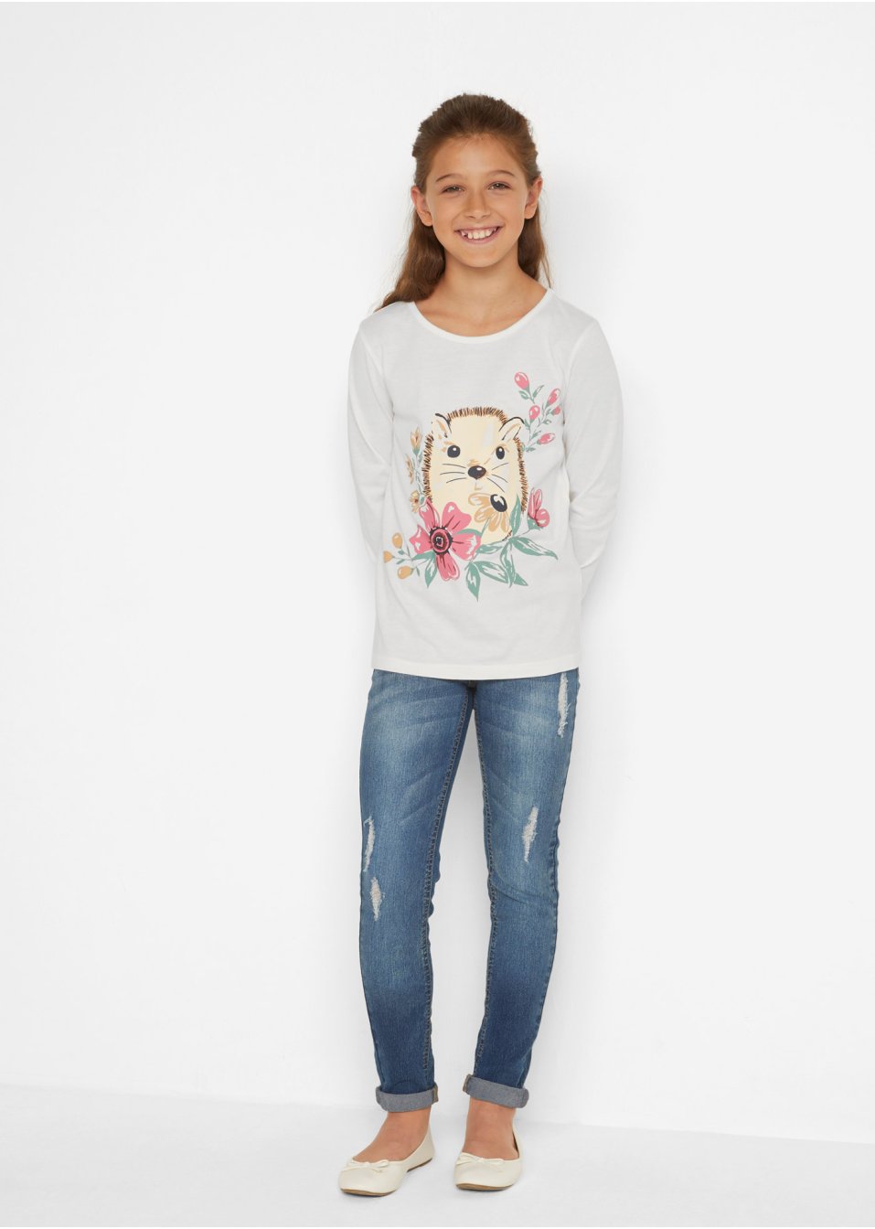 Lot de 2 T-shirts manches longues fille en coton