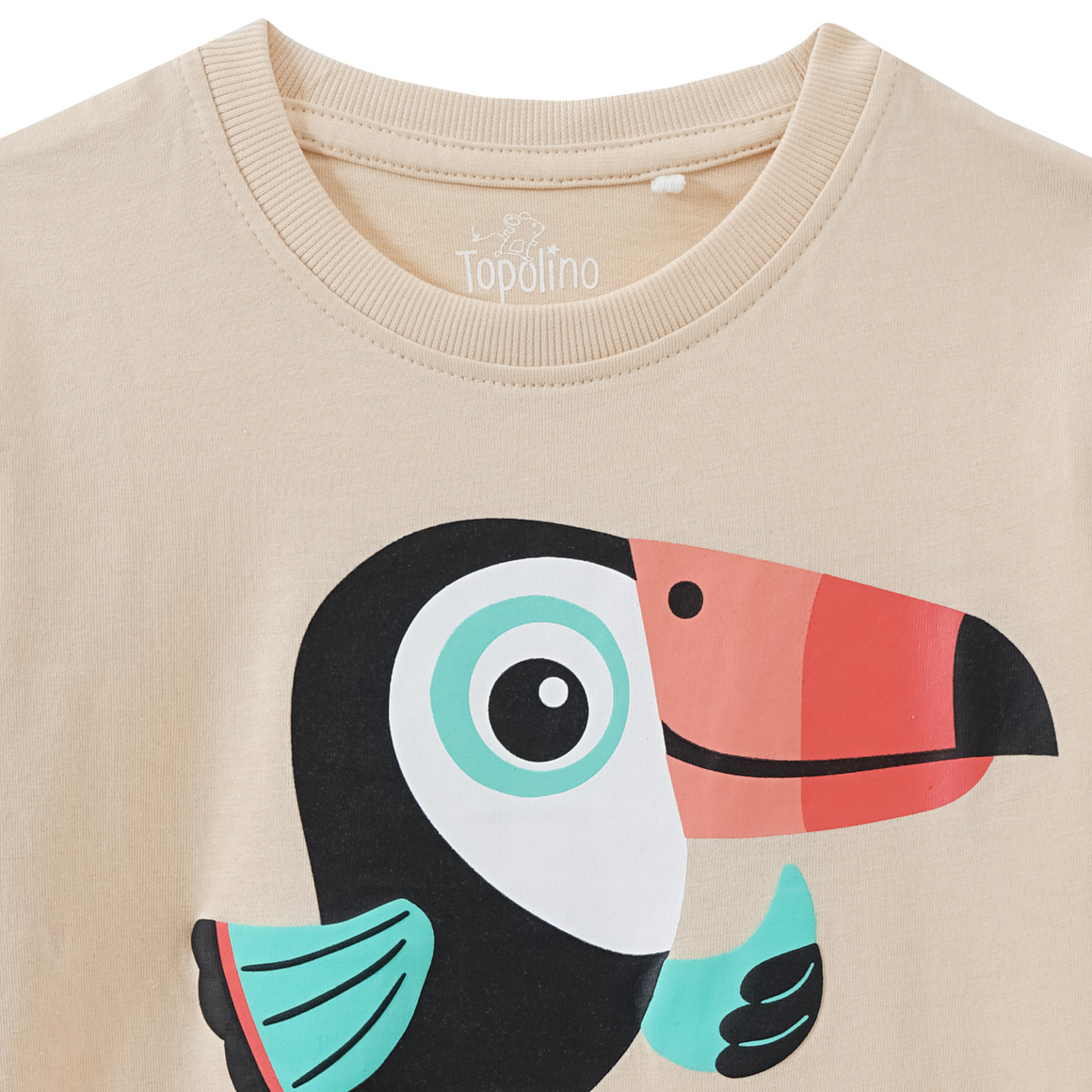 Topolino Kinder T-Shirt mit Tukan-Motiv beige