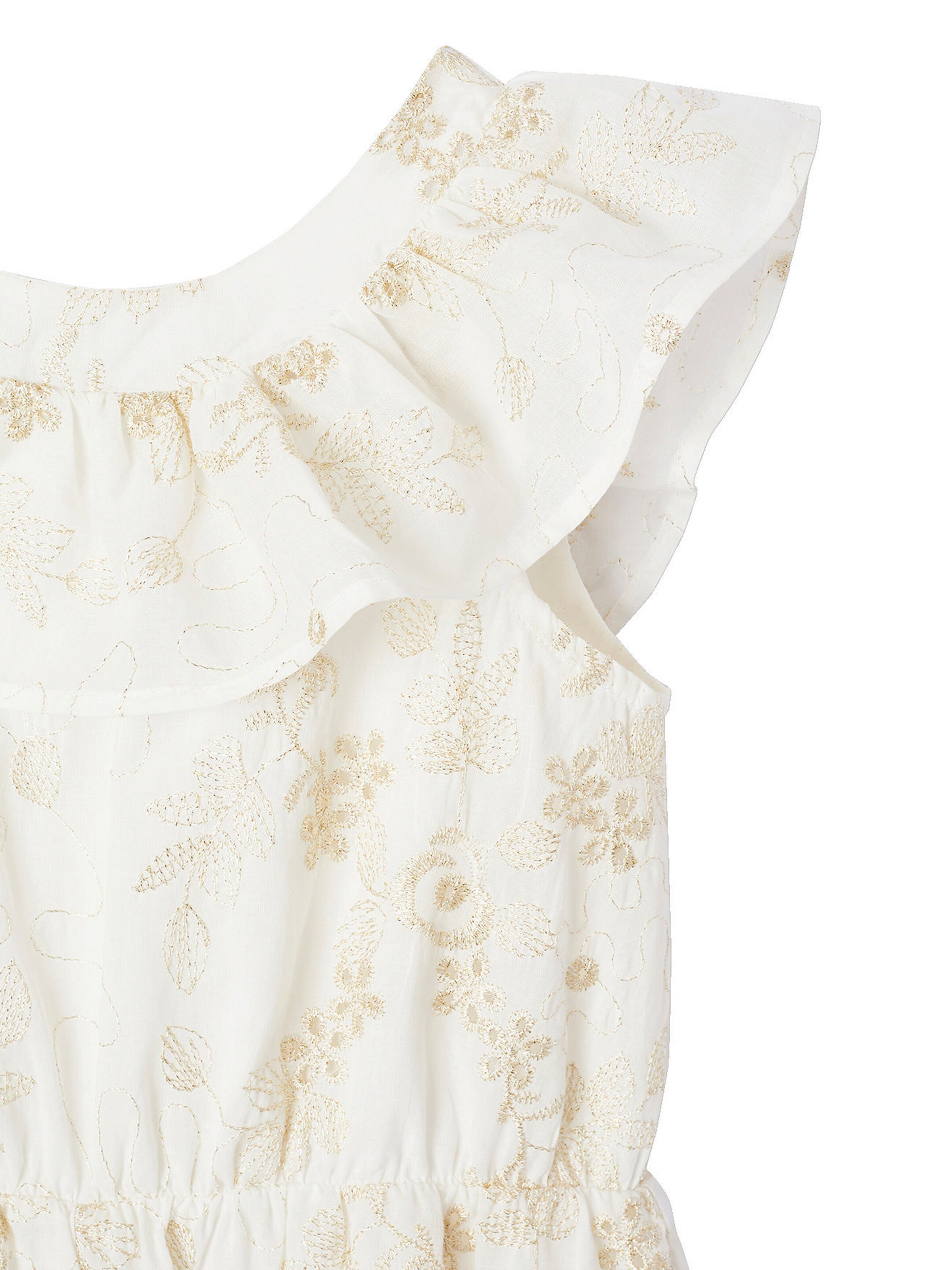 Vertbaudet Festlicher kurzer Mädchen Jumpsuit mit gestickten Glanzblumen weiß