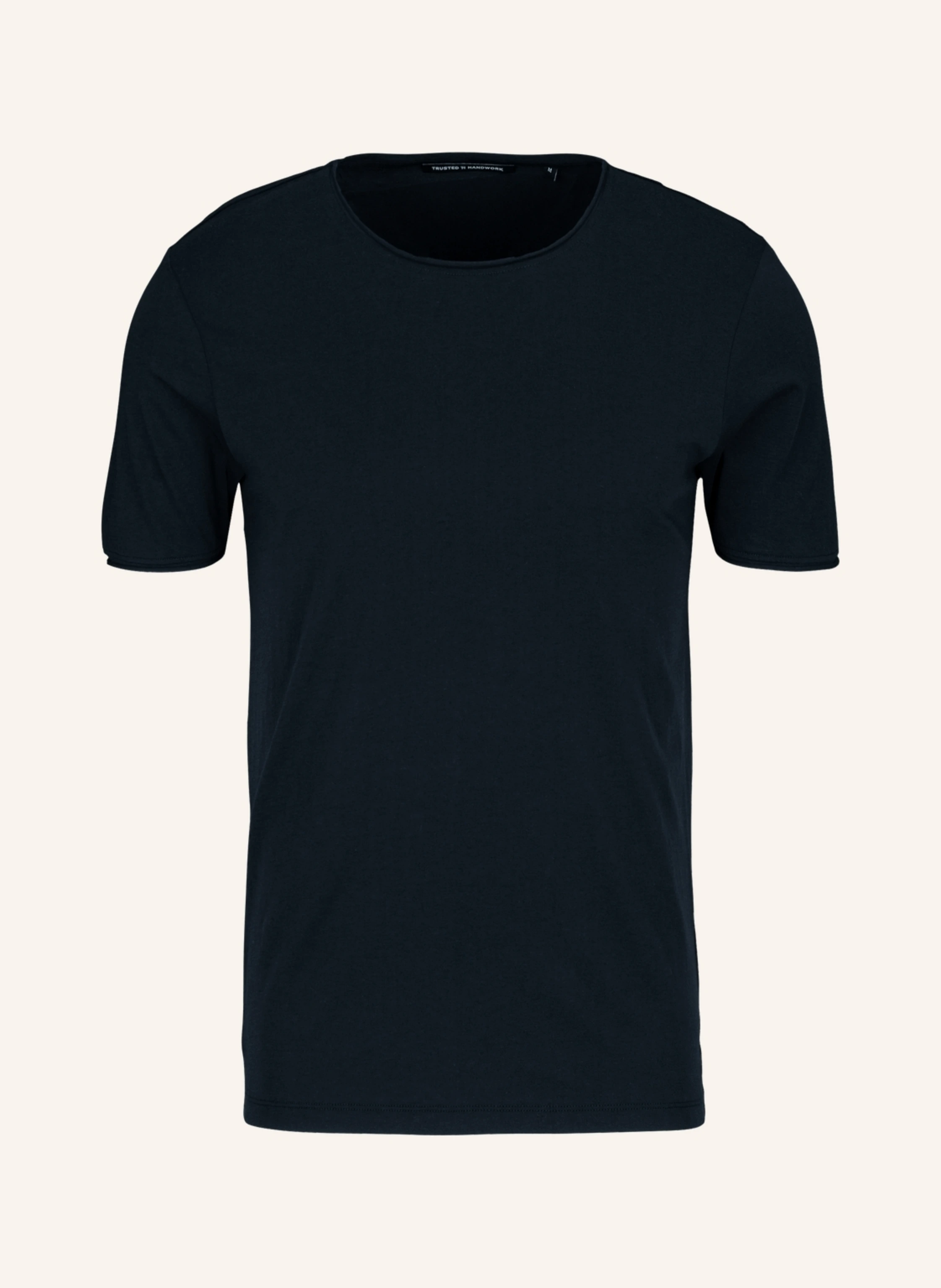 TRUSTED HANDWORK Round Neck 1/2-Sleeve T-Shirt with Roll Edge