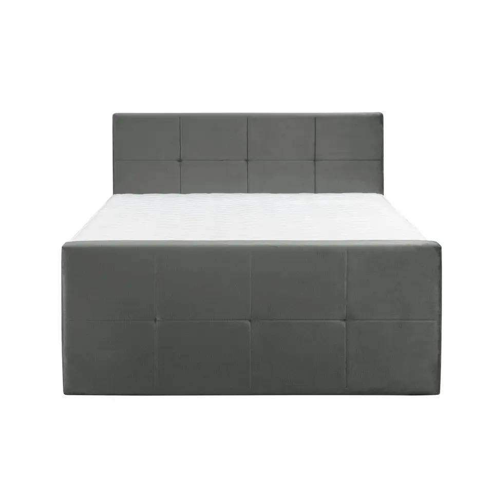 Boxspring met voetbord Liv geblokt - grijs - 160x200 cm - slanke poot