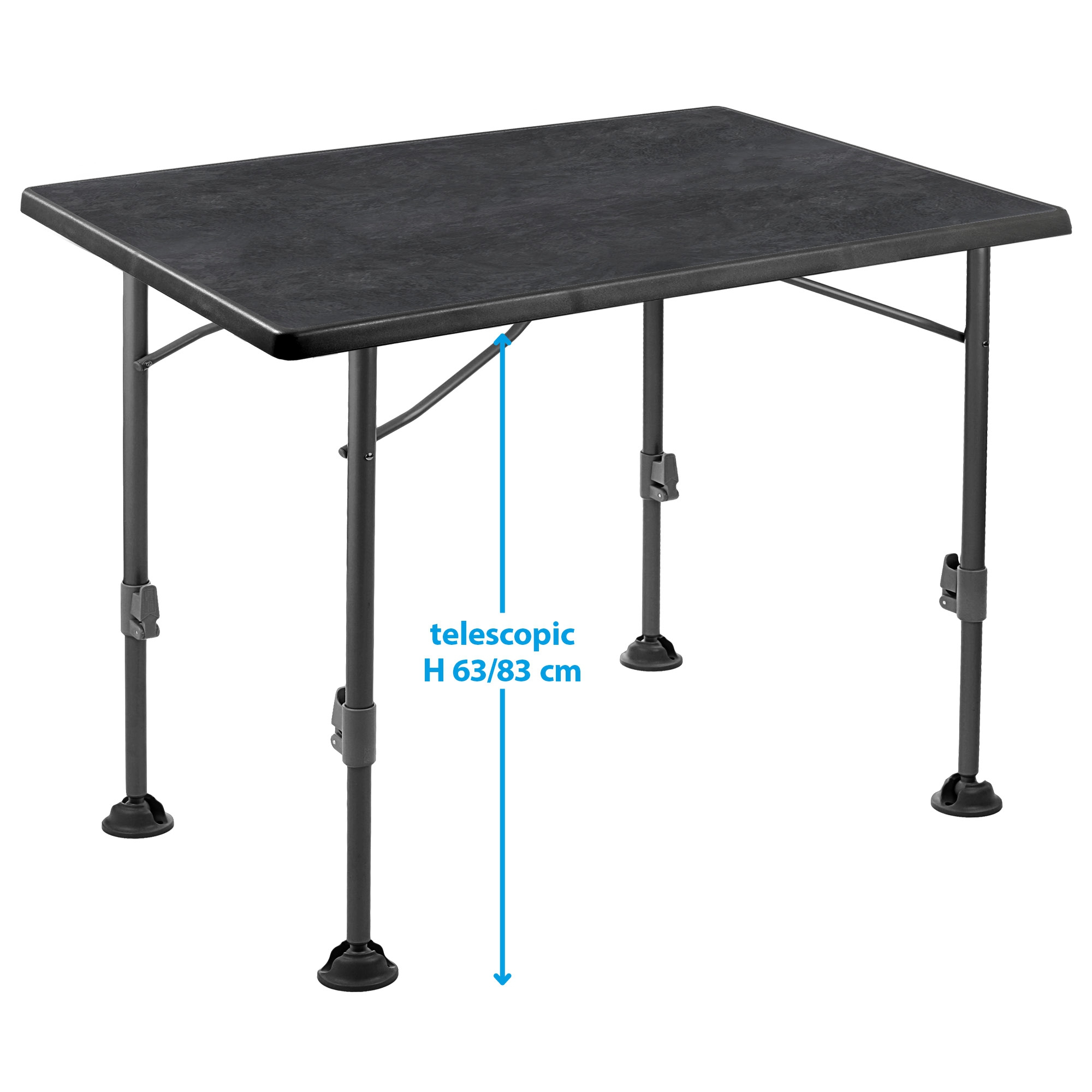 Brunner Linear Campingtisch schwarz 100 x 68 x H63/83 cm