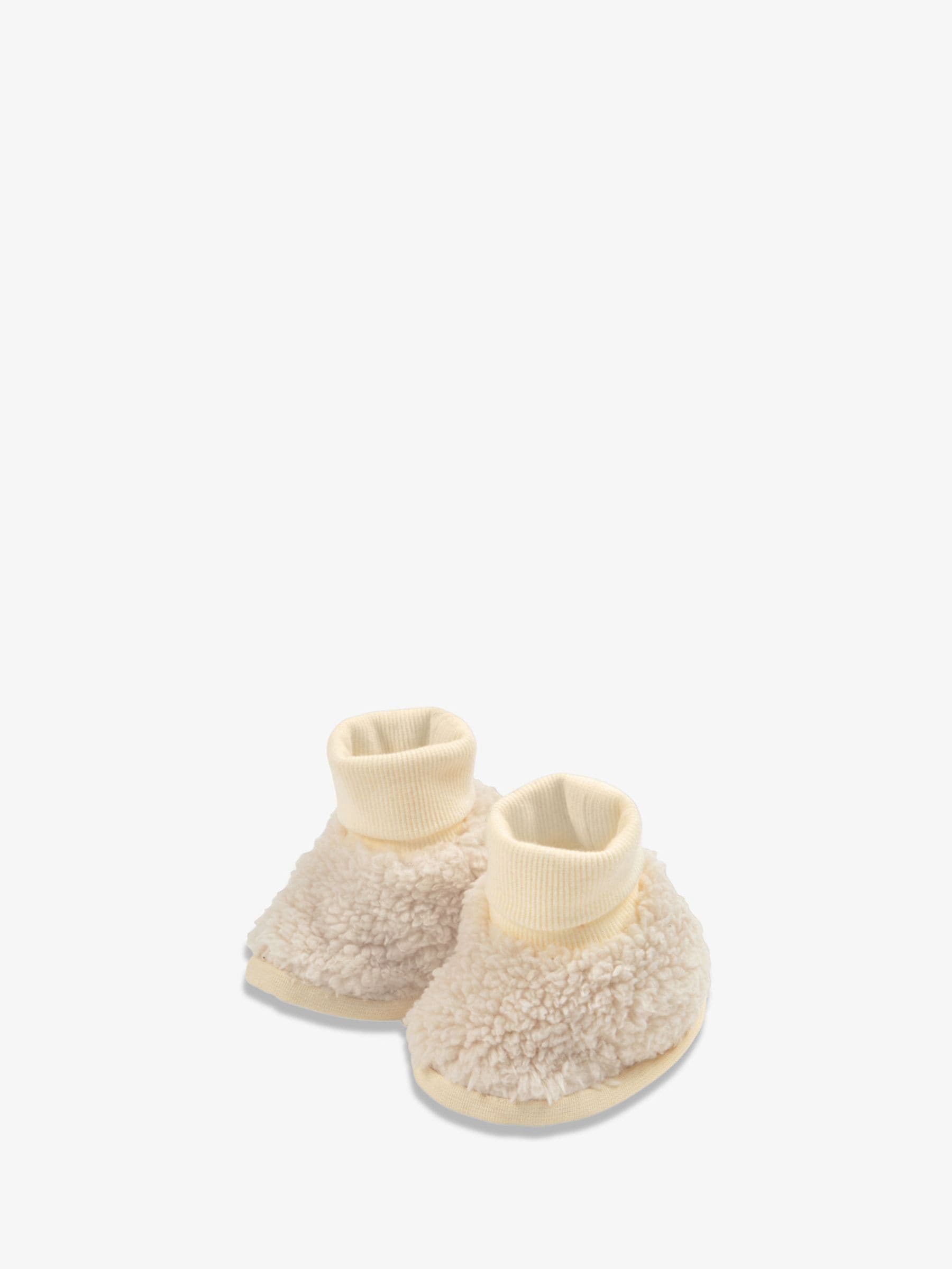 Crème - The Little Tailor - Sherpa-fleece babylaarsjes met donzige voering