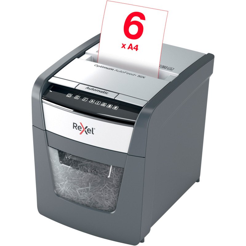 Destructeur Rexel Optimum Auto+ 50X - coupe croisée