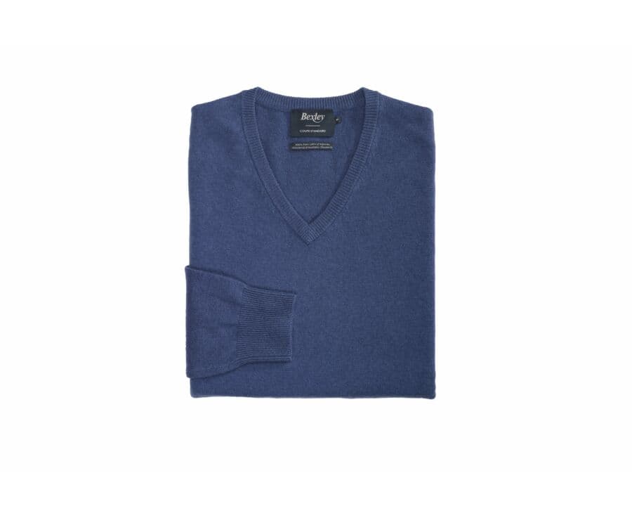 Pull col V homme laine Bleu Pétrole - ELIAN