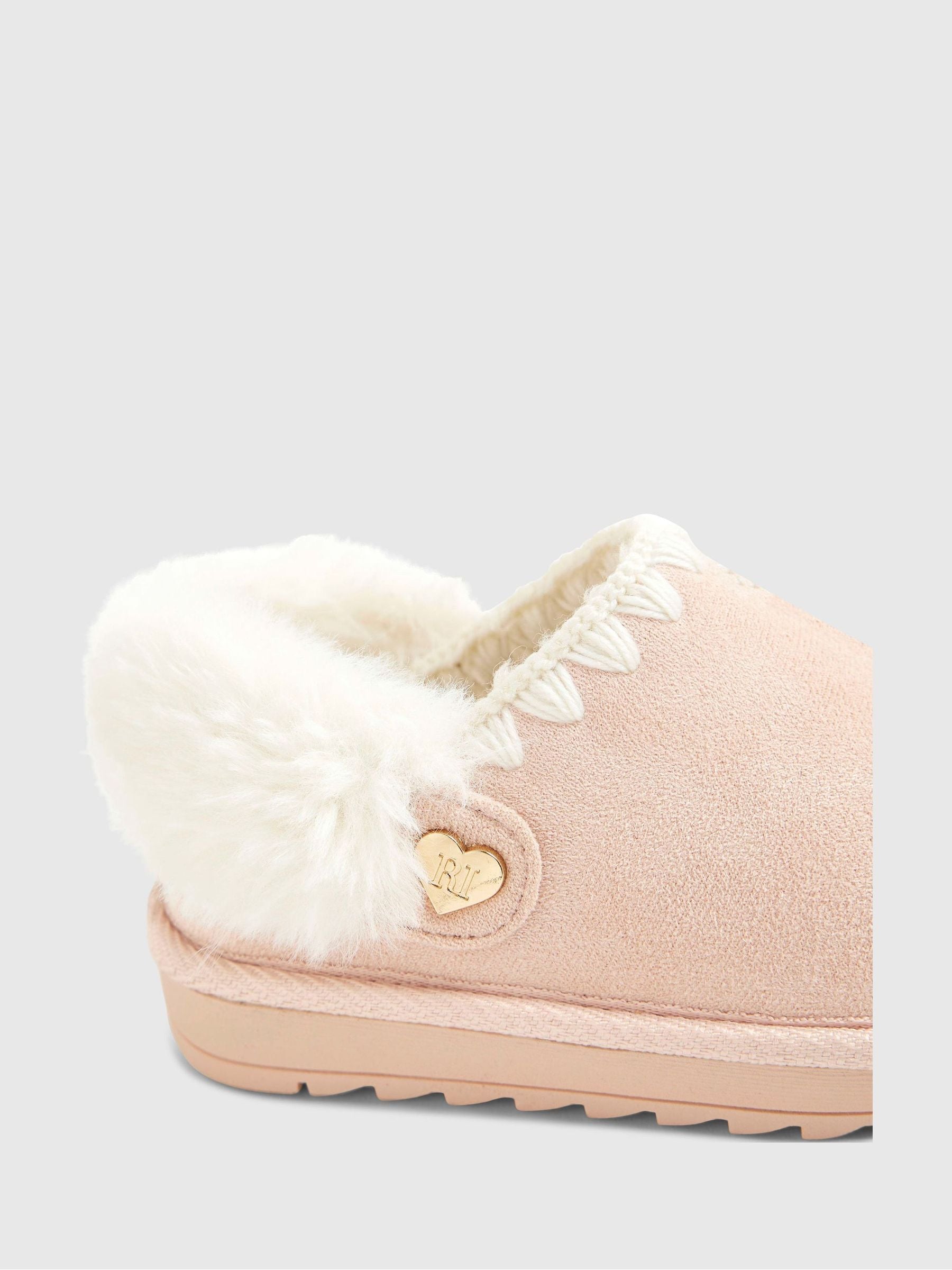 River Island Fur Strap Whipstch Slippers
