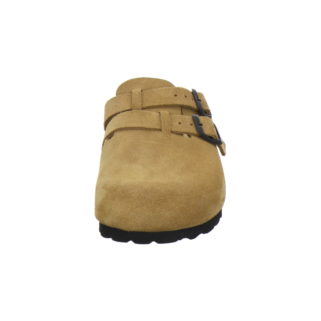 modischer Clogs Damen Leder cognac Velour