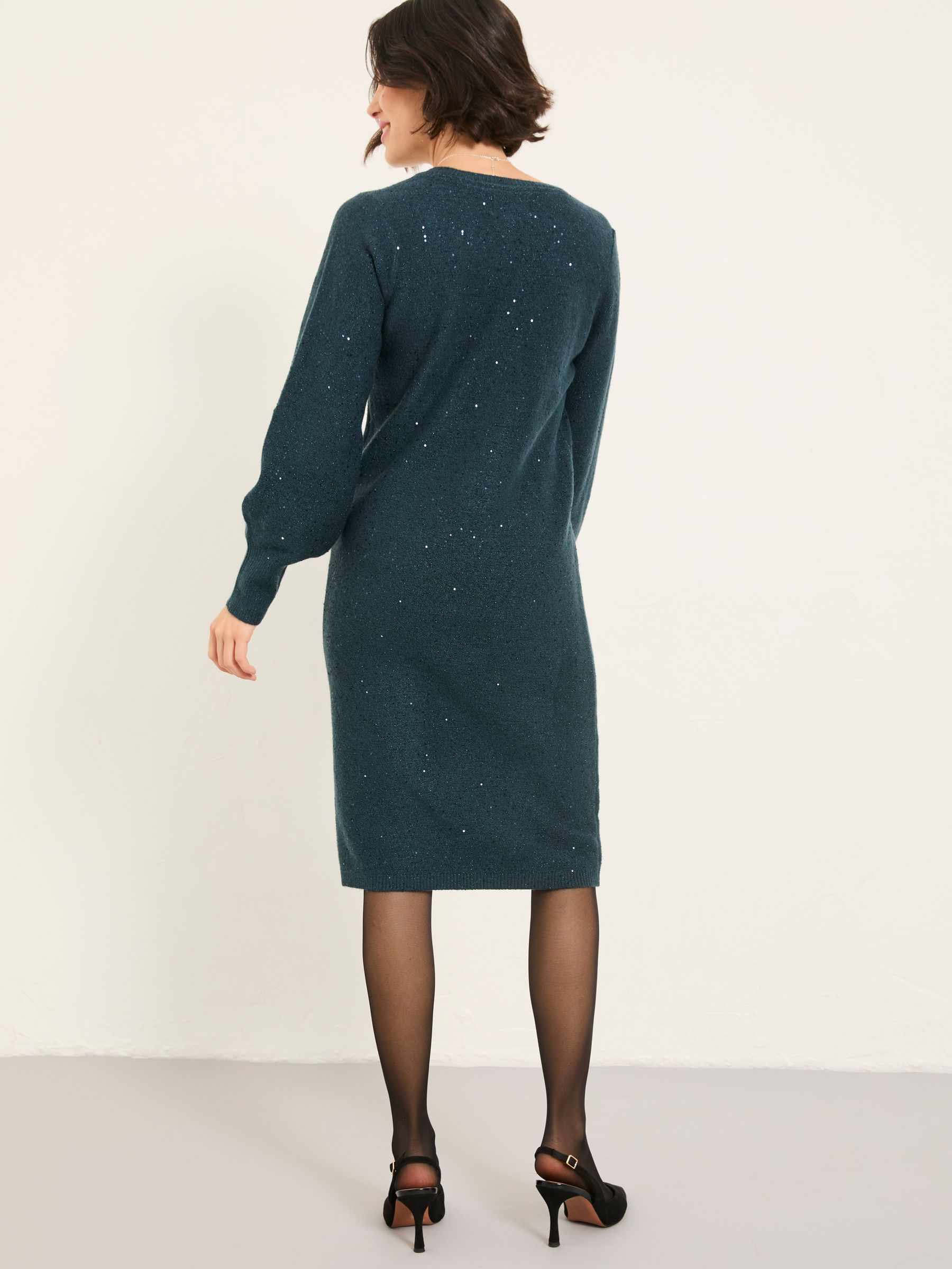 Blauwgroen - FatFace Sparkle Knit Midi Dress