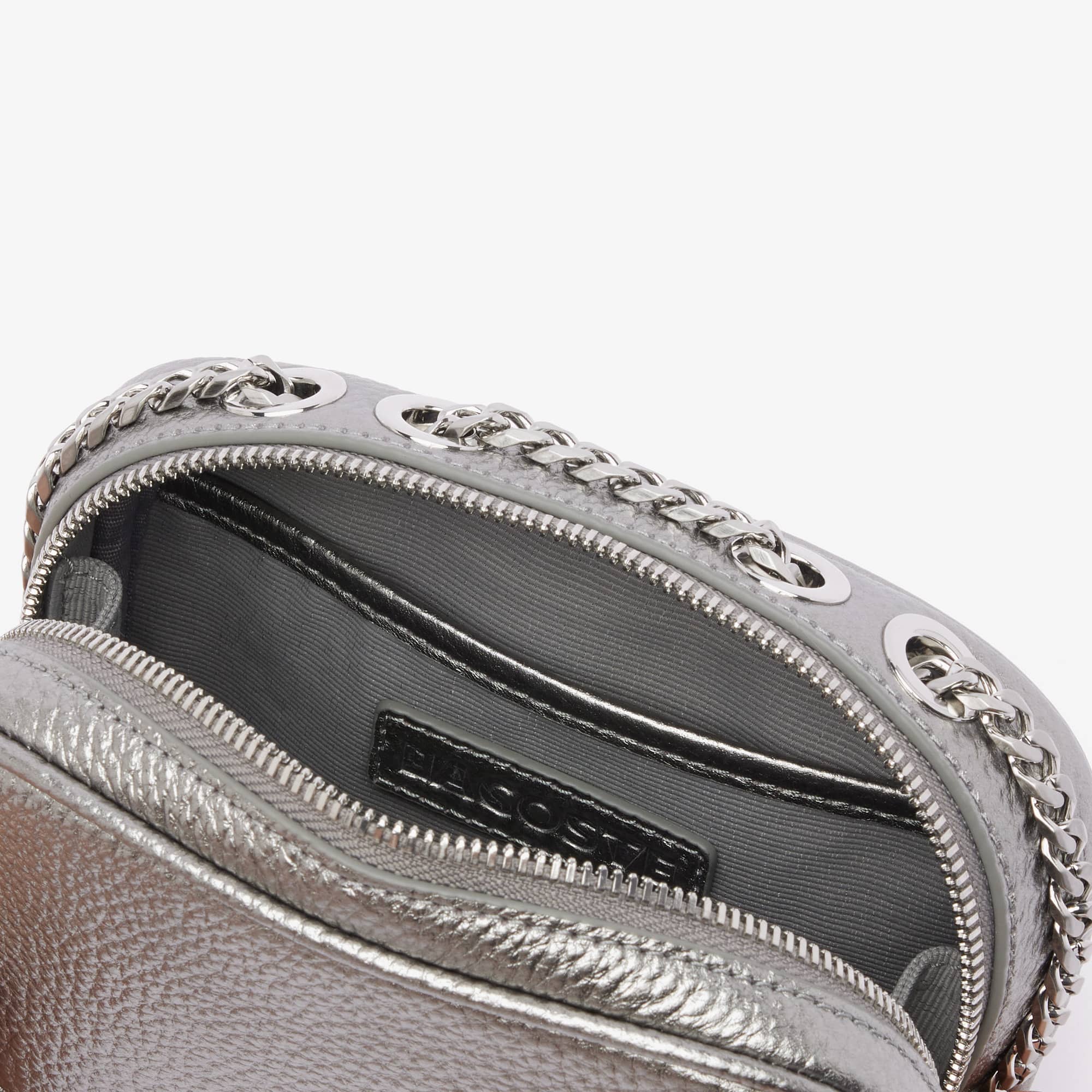 Sac carré bandoulière femme Lacoste en cuir grainé Sacs à bandoulière - Gris - Lacoste - Femme