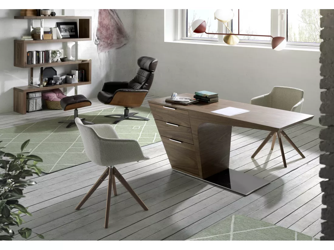 Pouf pivotant rembourré en cuir 5035 ANGEL CERDA