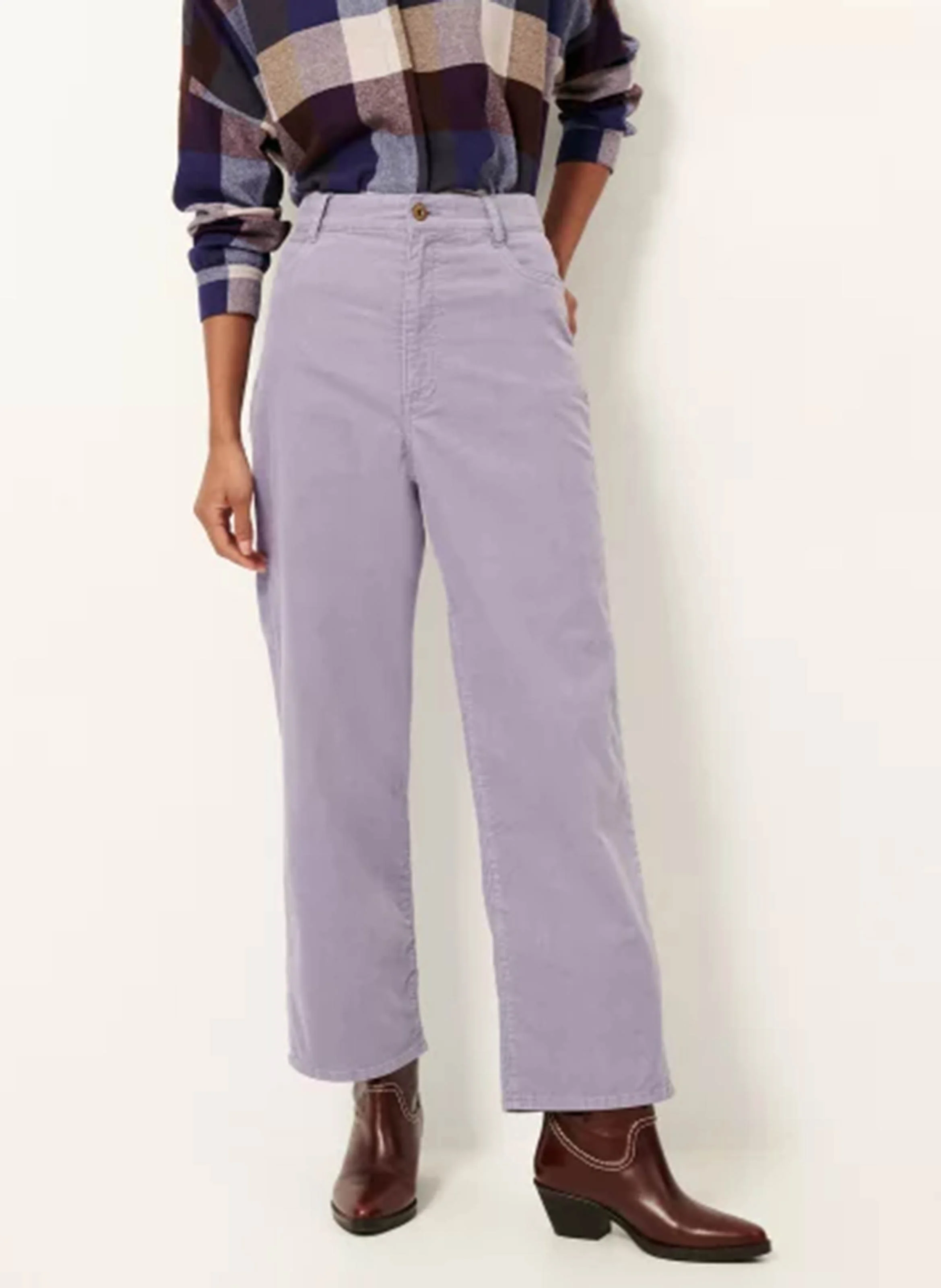 VELVET CRUISE - Pantalon droit taille haute en coton bio mélangé | Violet