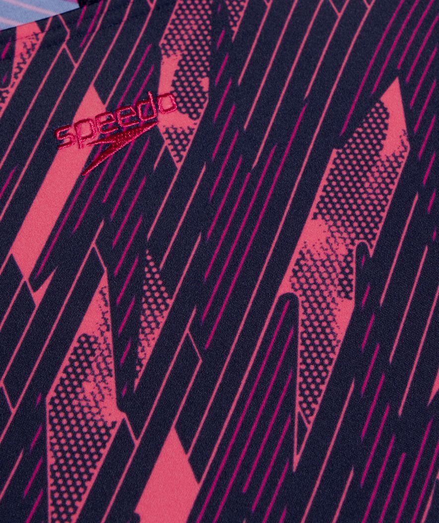 Speedo badedragt til piger - Hyperboom Allover Medalist - Mørkeblå/pink