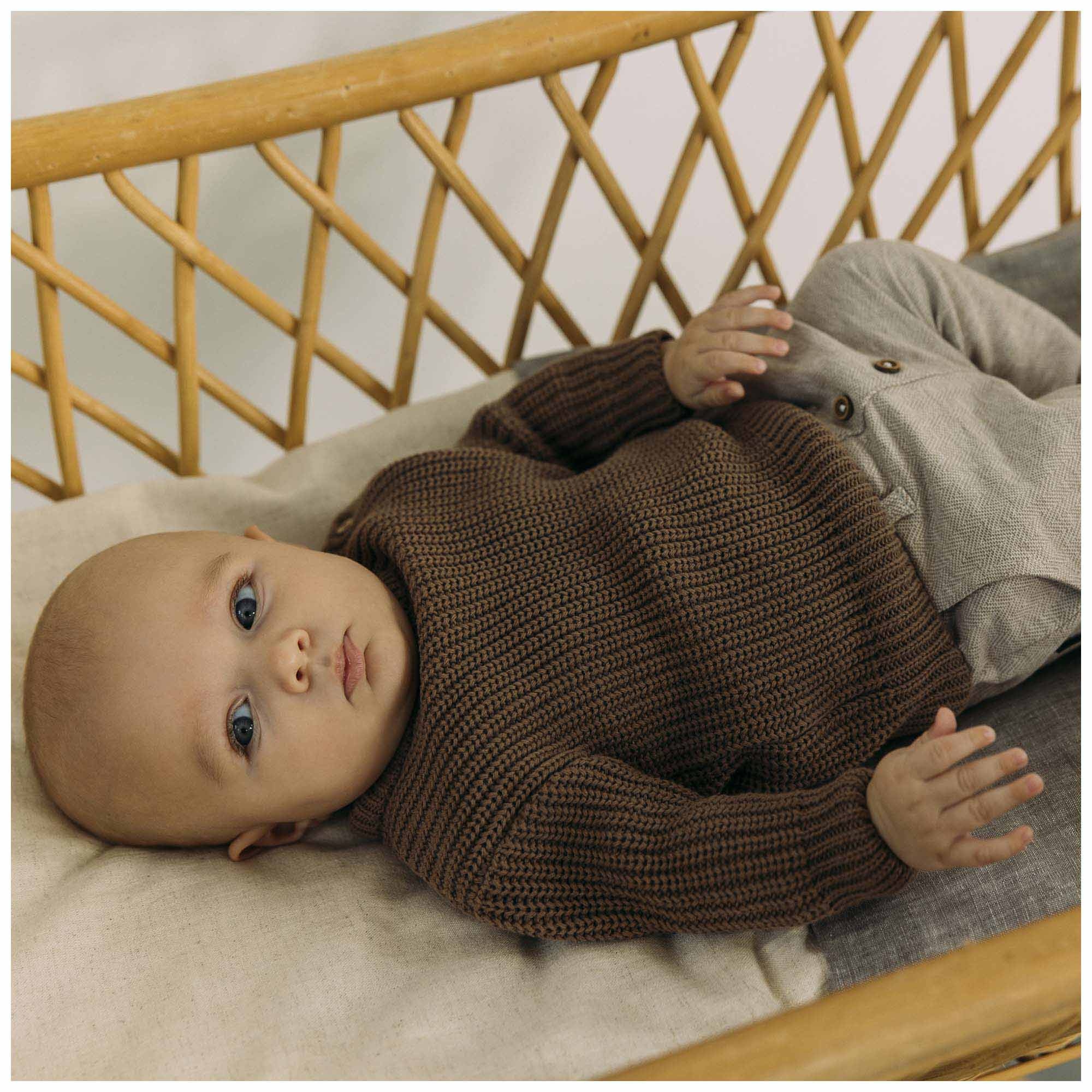 Sweet Petit baby trui Charlie lange mouwen effen taupe