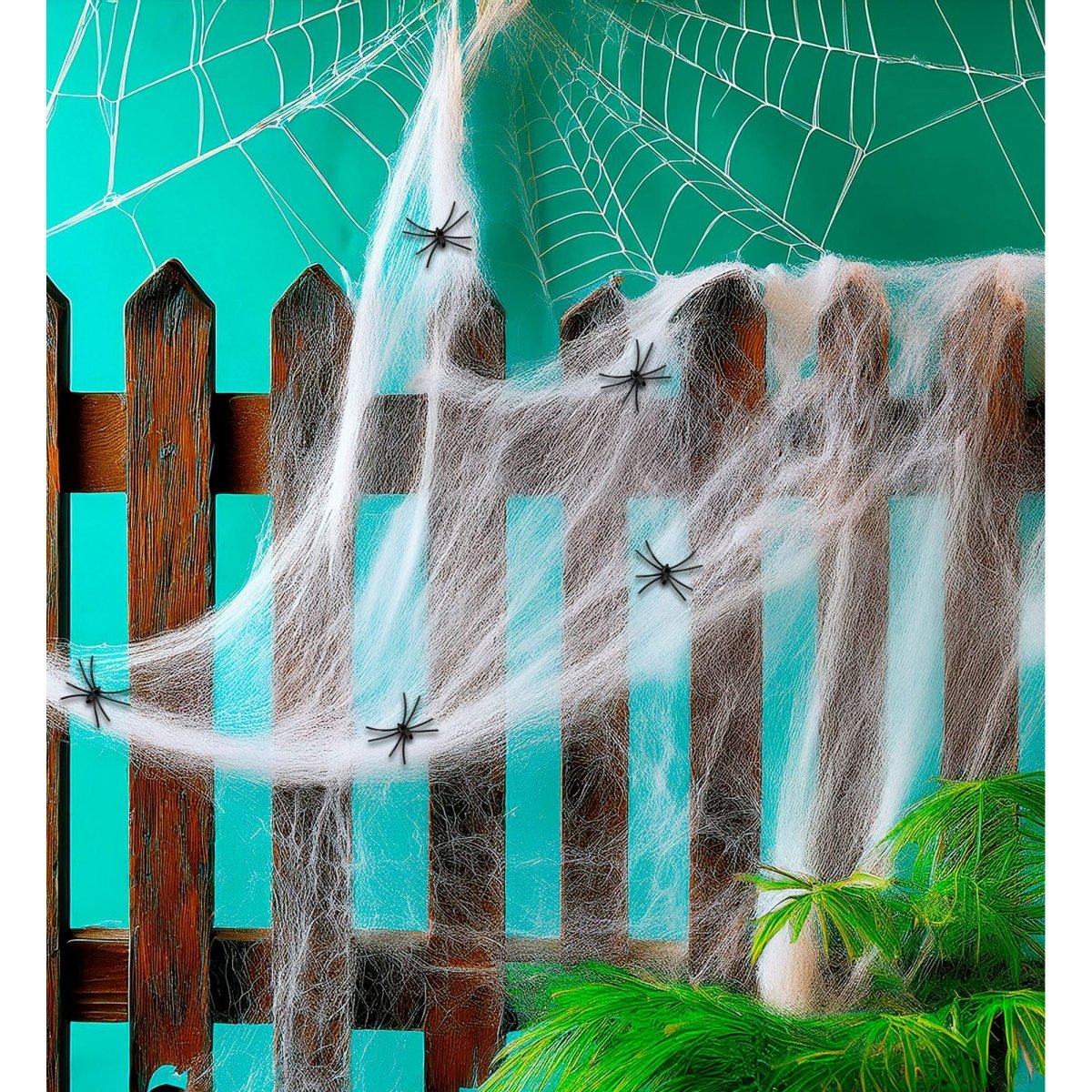 Halloween Spinnenweb Wit Met Spinnen 6 delig