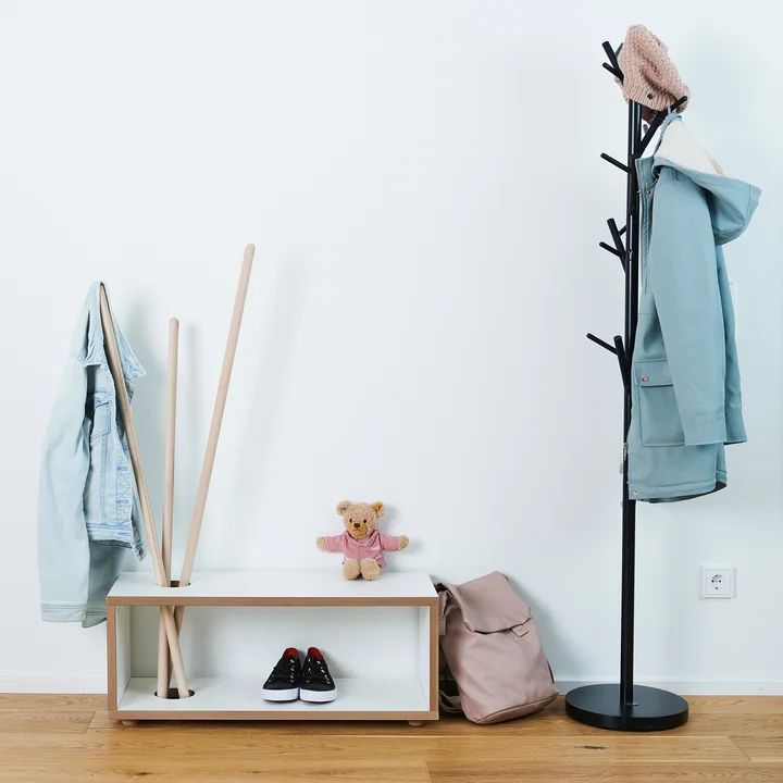 Tojo - ordnung Kinder Garderobe und Bank, weiss / Buche