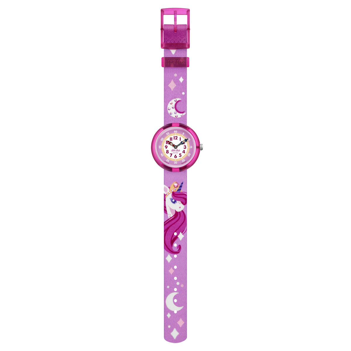 Montre Flik Flak enfant matériaux biosourcés rose licorne