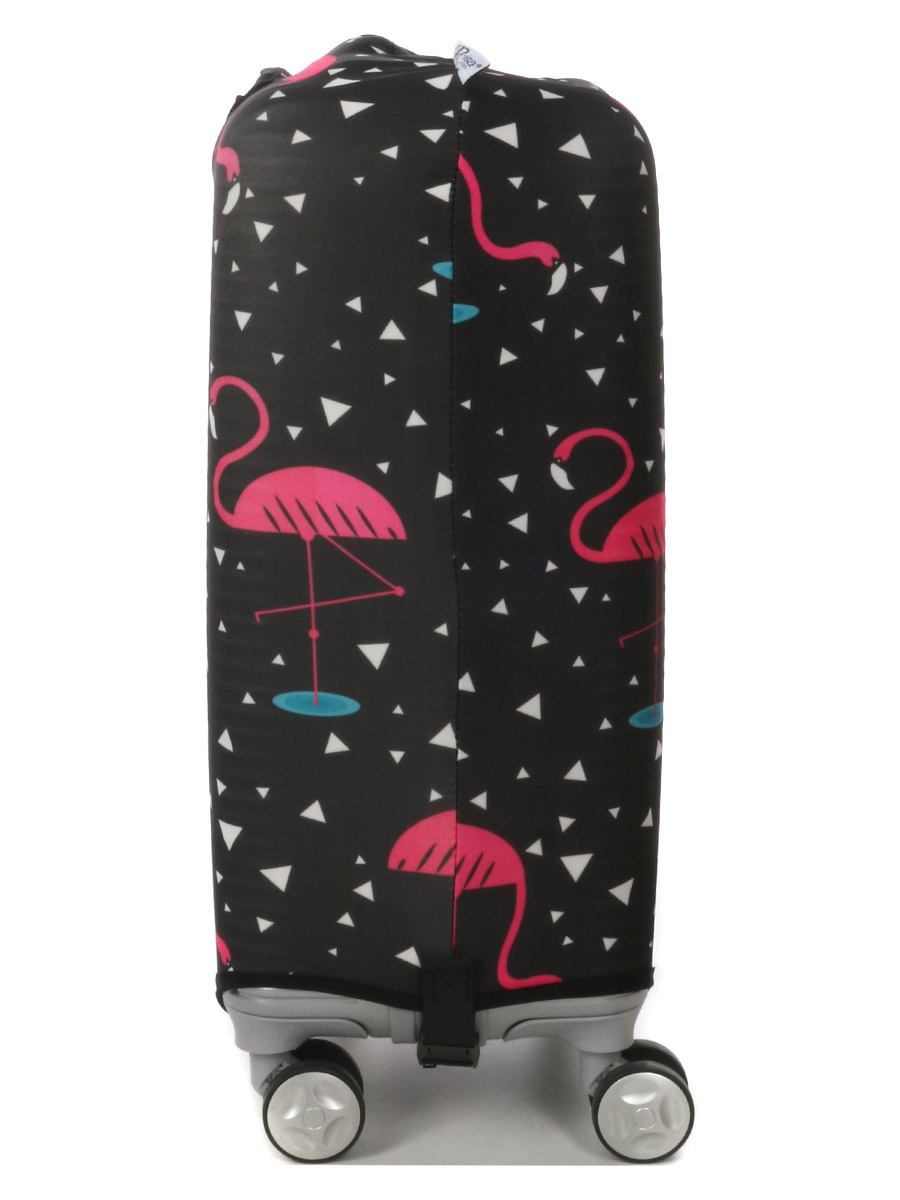 Housse de valise Periea Black with Pink Flamingos S