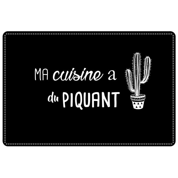 SET DE TABLE 28.5X43.5 CM PVC IMPRIME CUISINE CACTUS NOIR