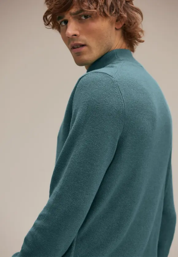Wollmix Stehkragenpullover - turquoise green melange
