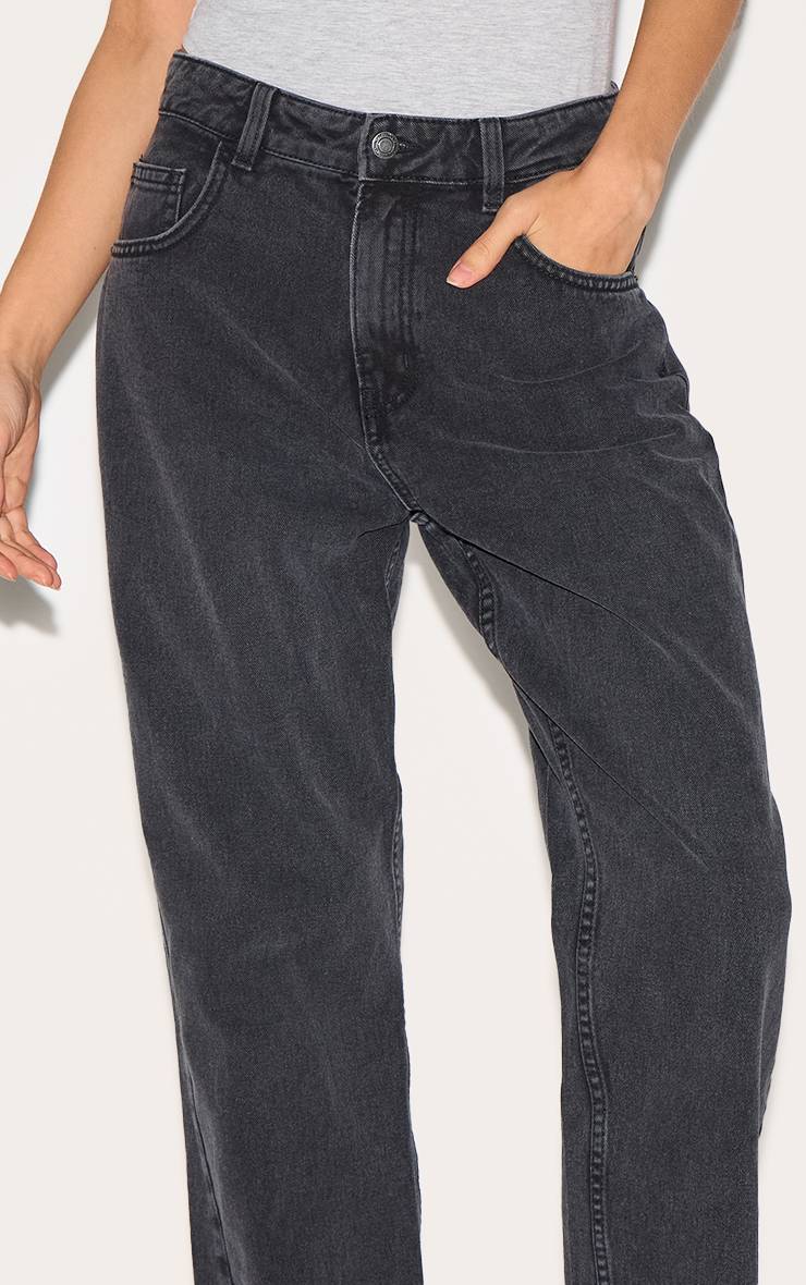 Noir Délavé Jean Droit Taille Haute Prettylittlething
