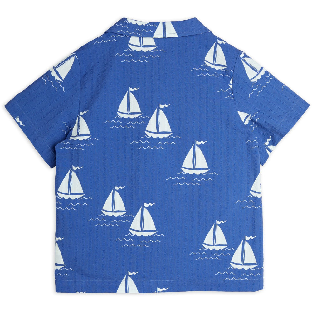 Køb Mini Rodini Blue Sailing Boats AOP Woven Skjorte