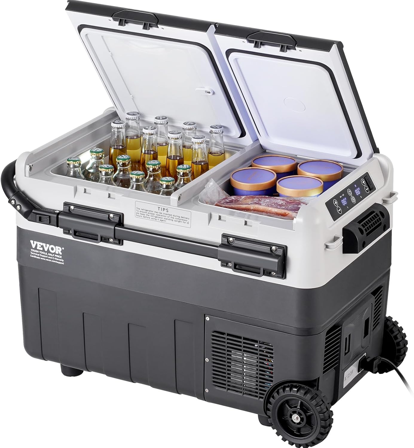 VEVOR Tragbarer Autokühlschrank, 12-Volt-Autokühlschrank, 50 L tragbarer Dual-Zone-Gefrierschrank, -20 bis 20 ℃ einstellbare Temperatur, Kompressorkühler für Zuhause, Outdoor, Camping, Wohnmobil
