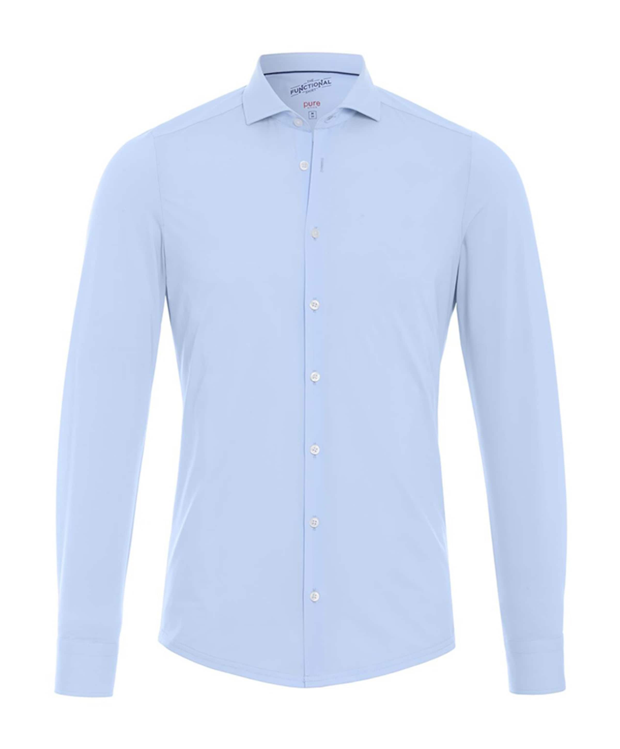 Pure Heren overhemd lange mouw blauw