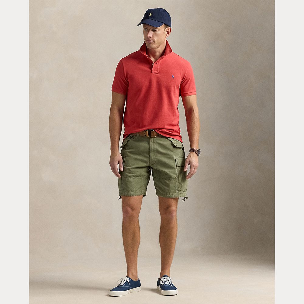 Mesh Slim Fit Pique Herre Rød