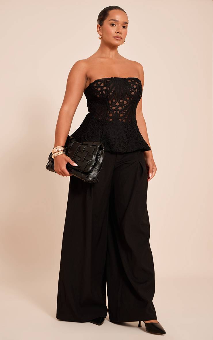 Noir Corset Bustier En Dentelle À Basque Sculptant