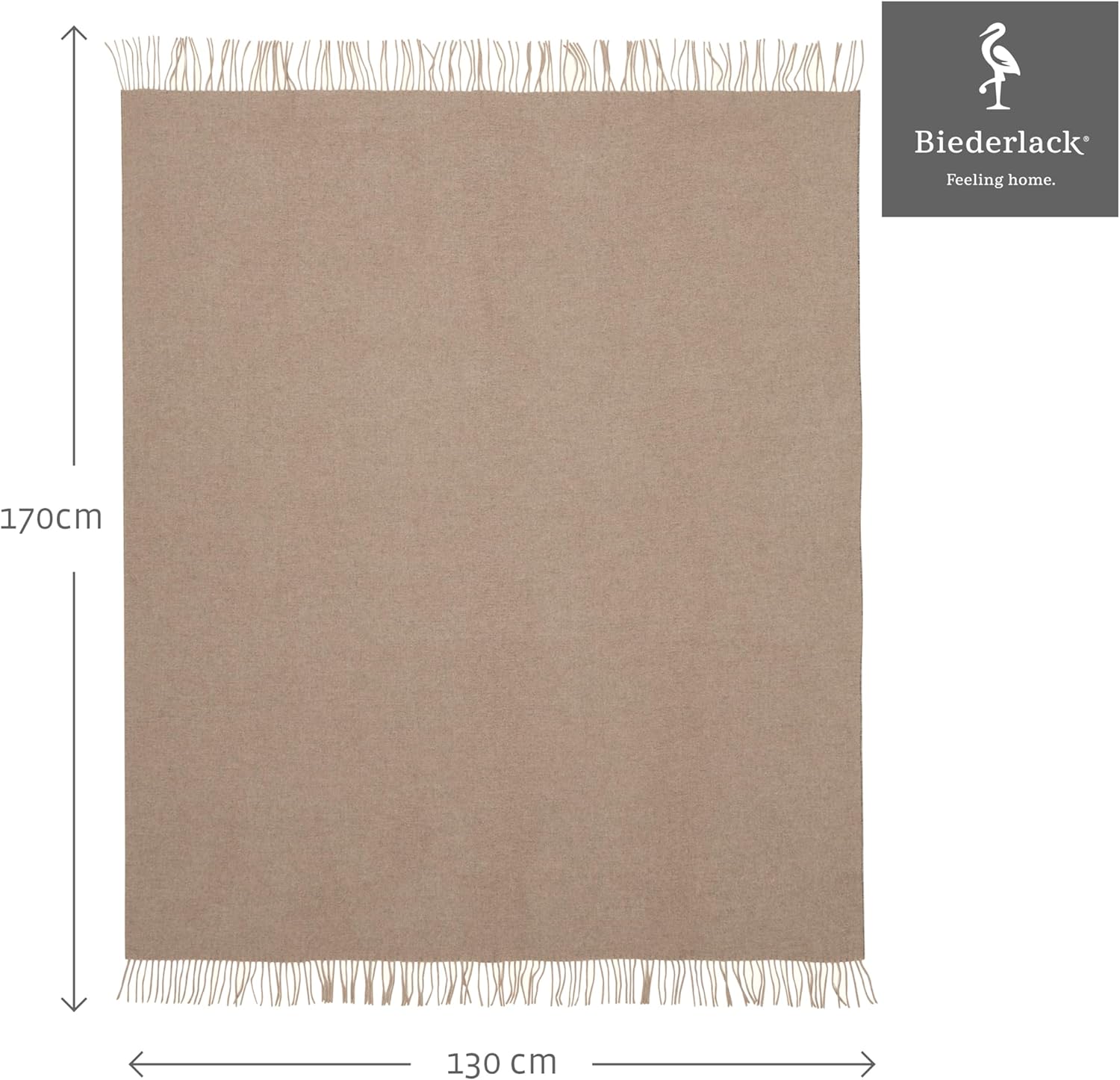 biederlack® samt weiche Kuscheldecke Wool-Mix Natur-Sand I aus Wolle & Kaschmir I Öko-Tex Zertifiziert I Plaid in 130x170 cm | geeignet als Tagesdecke & Sofa-Decke | Wohn-Decke in top Qualität
