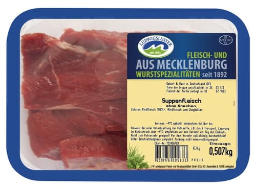 Ludwigsluster Rinder-Suppenfleisch ohne Knochen