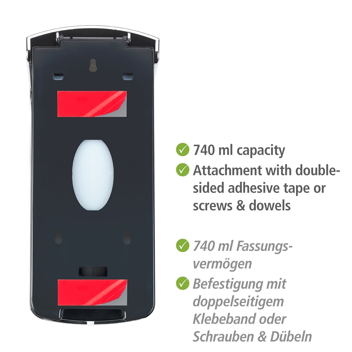 Wenko Ranera desinfectie & zeep wanddispenser 750 ml kunststof chroom