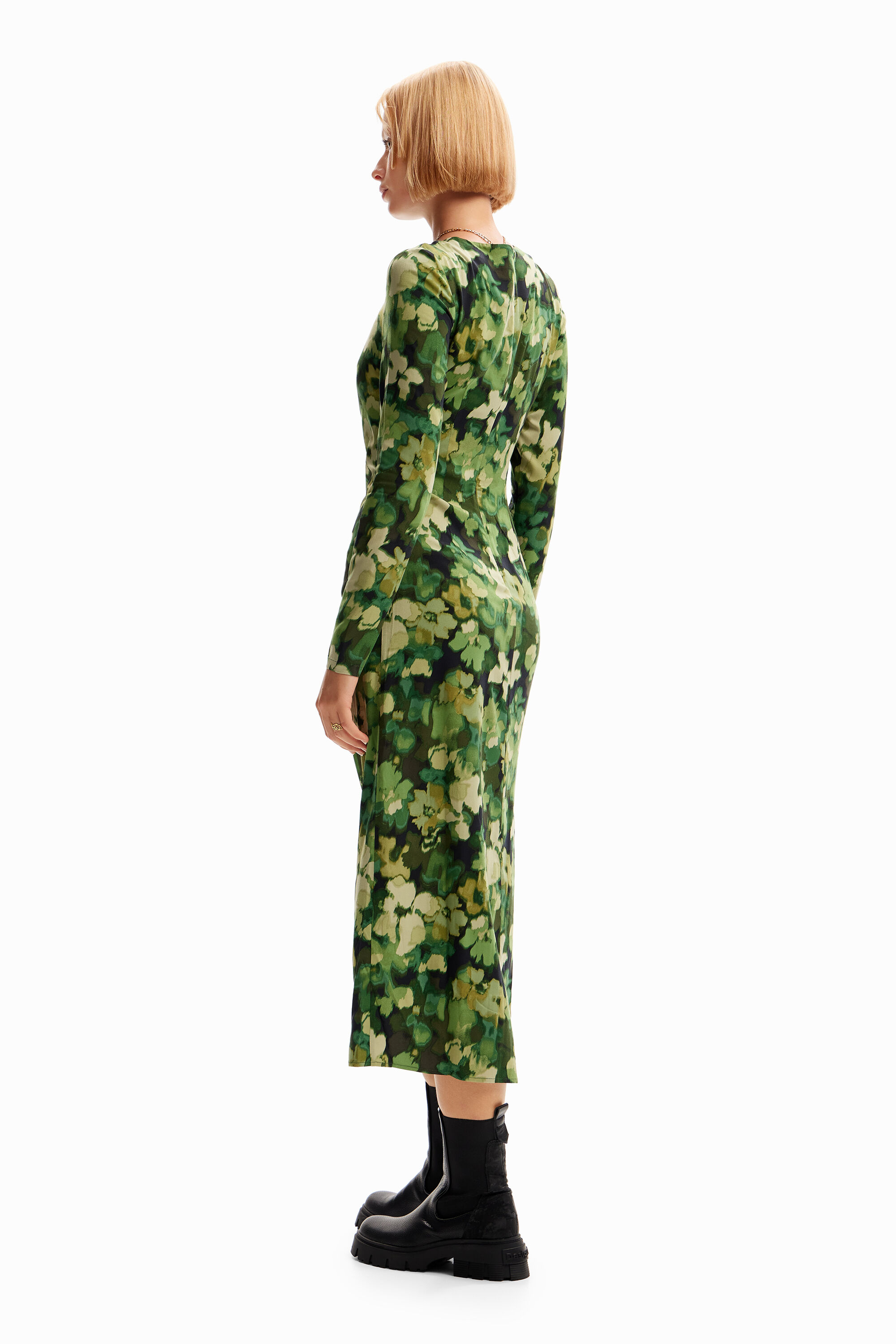 Robe midi froncée