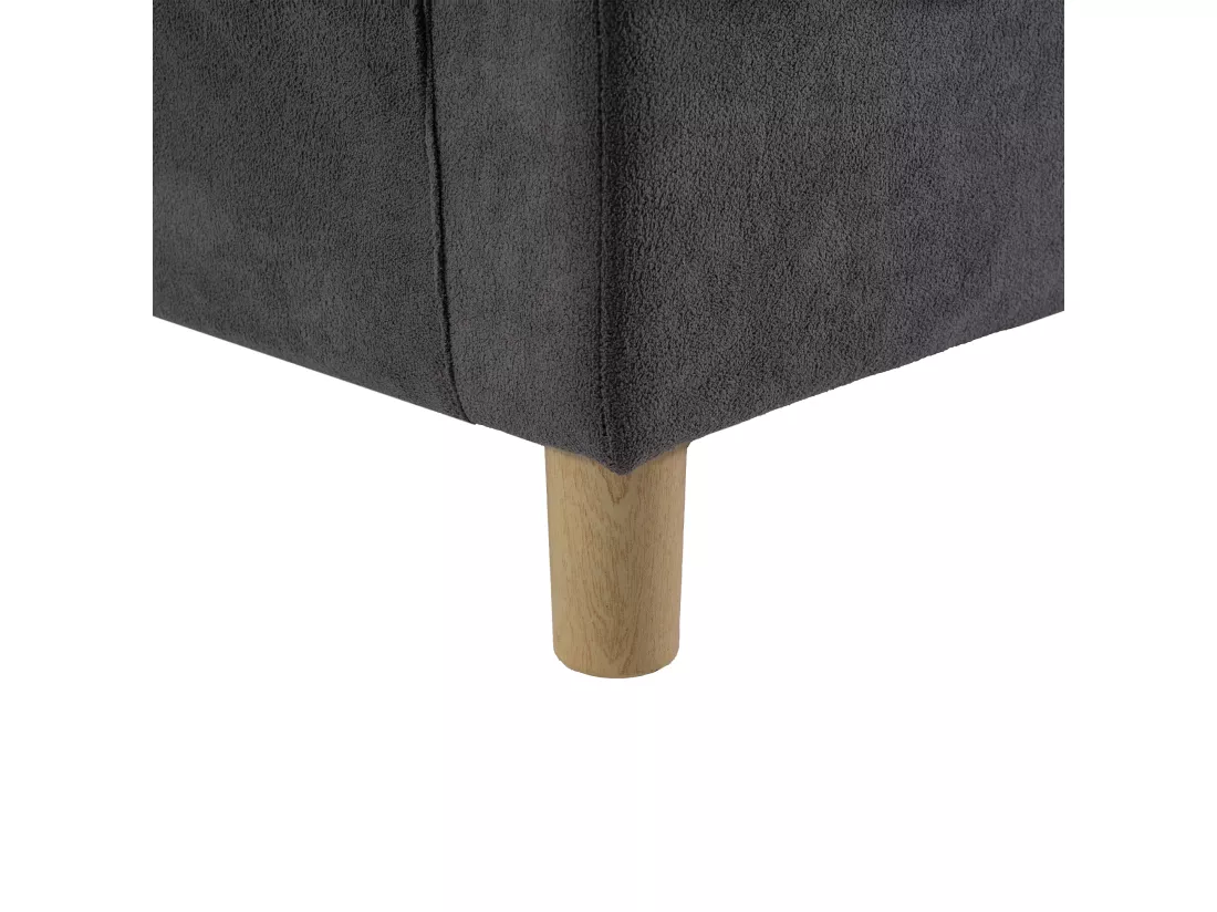 URBAN MEUBLE Canapé velours teddy gris 2 places pieds bois