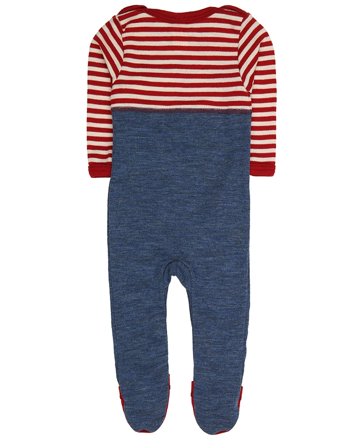 Strampler ESSENTIAL BABY gestreift in rot/blau melange