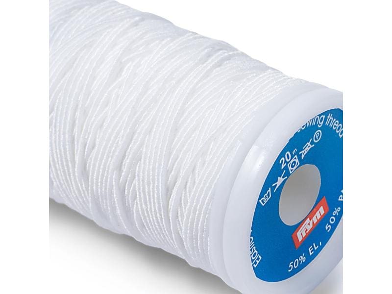 Prym Elastikfaden 0.5 mm x 20 m Weiss Elastischer Nähfaden zum Einstricken, häkeln oder nähen