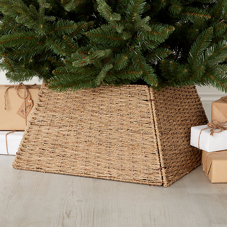 Couvre-pied pour sapin en rotin naturel 35 x 50 x h.28 cm
