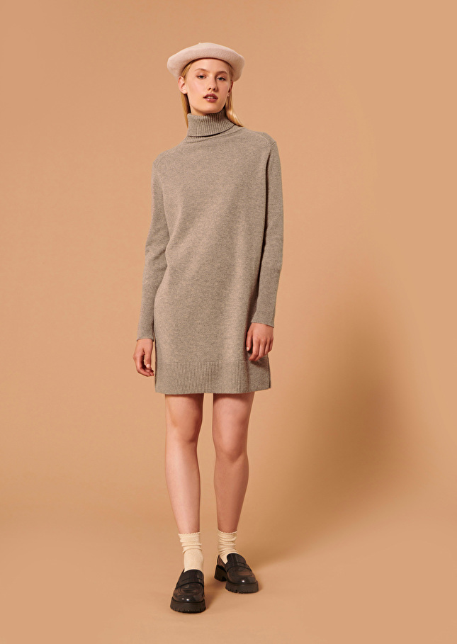 Robe Raliabeige en laine merinos et alpaga