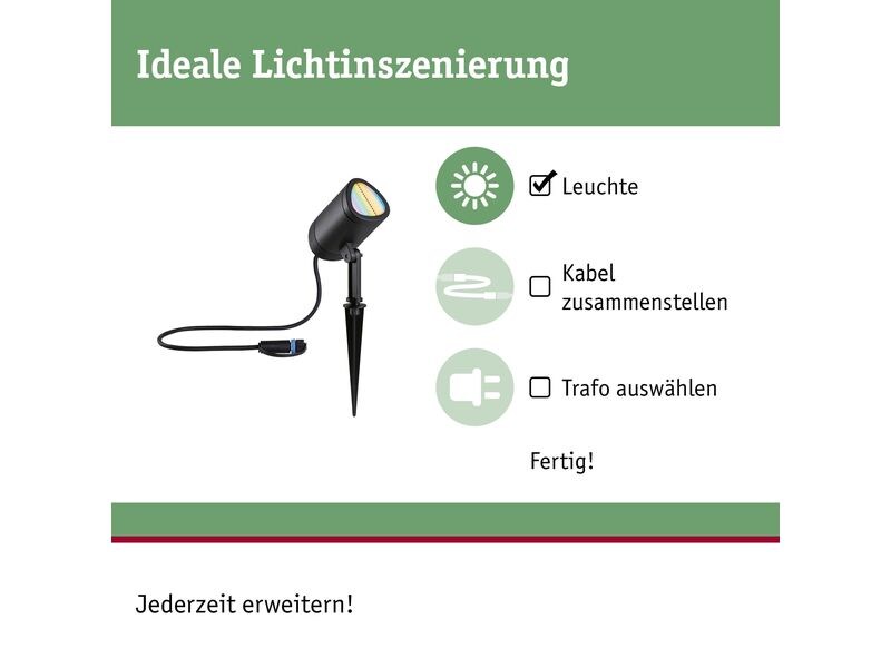 Paulmann Outdoor Gartenspot Plug & Shine Shira, RGBW, 6.5W, LED Gartenstrahler