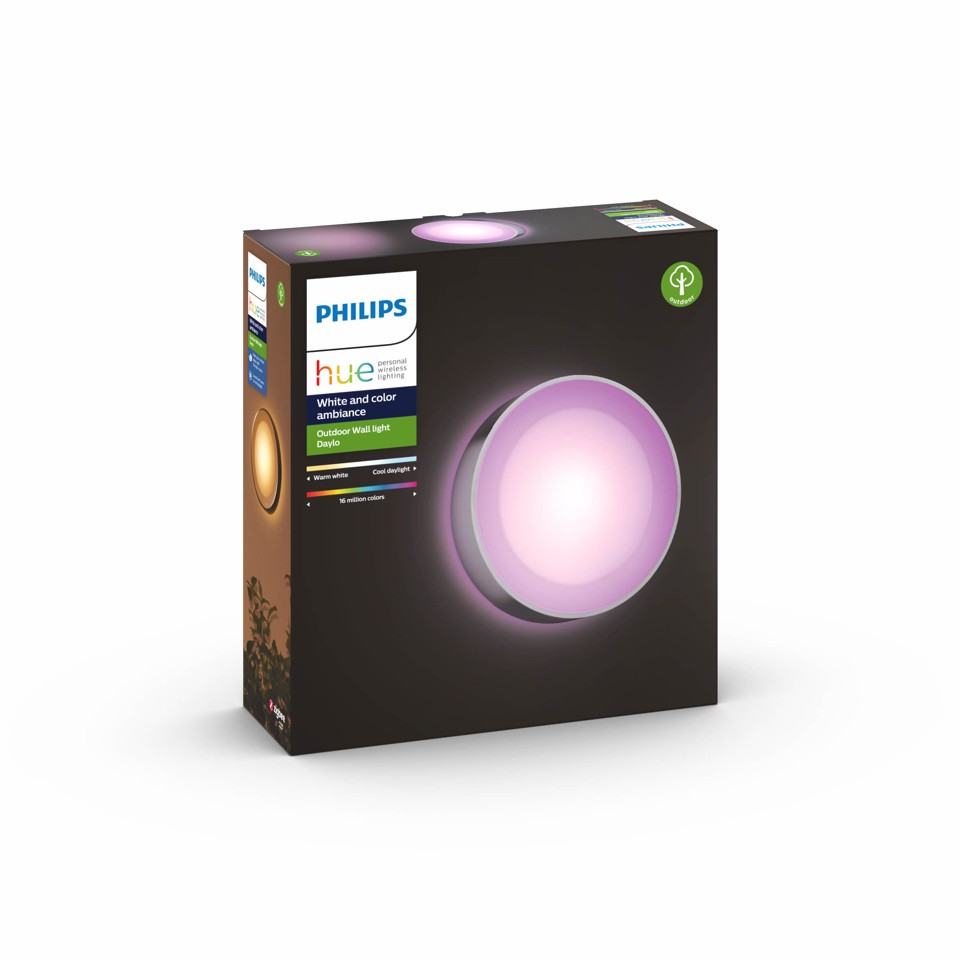 Philips Hue - Daylo Wall Light Hue Outdoor - Inox - White & Color Ambiance