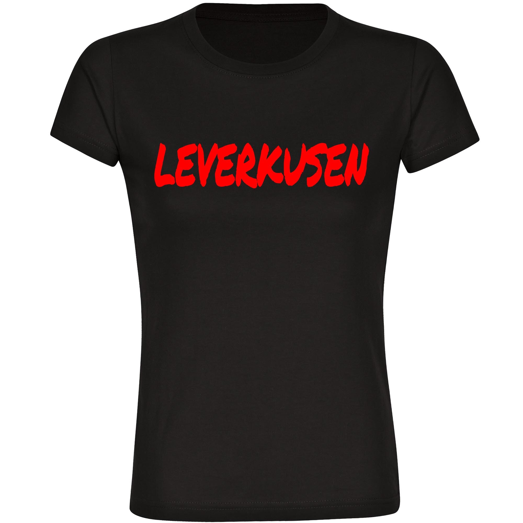 multifanshop® Damen T-Shirt - Leverkusen - Textmarker - Druck rot